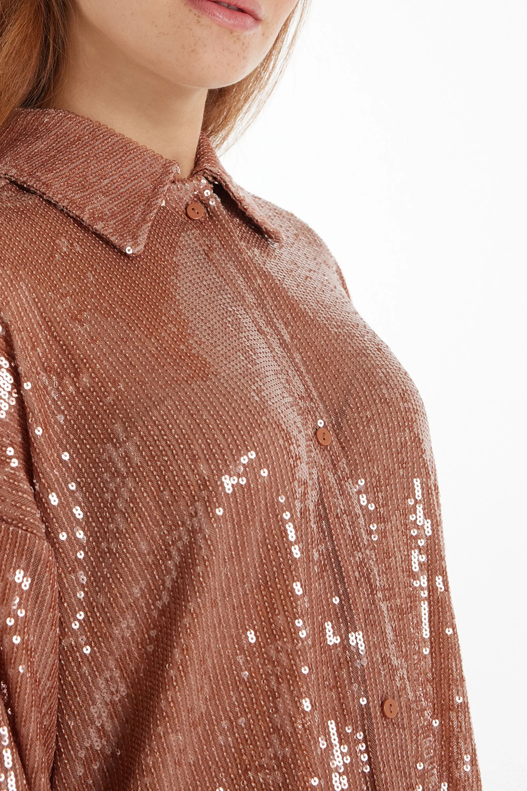 Long-Sleeved Sequined Shirt - Long-Sleeved Tops - Women | Tezenis