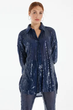 Long-Sleeved Sequined Shirt - Long-Sleeved Tops - Women | Tezenis