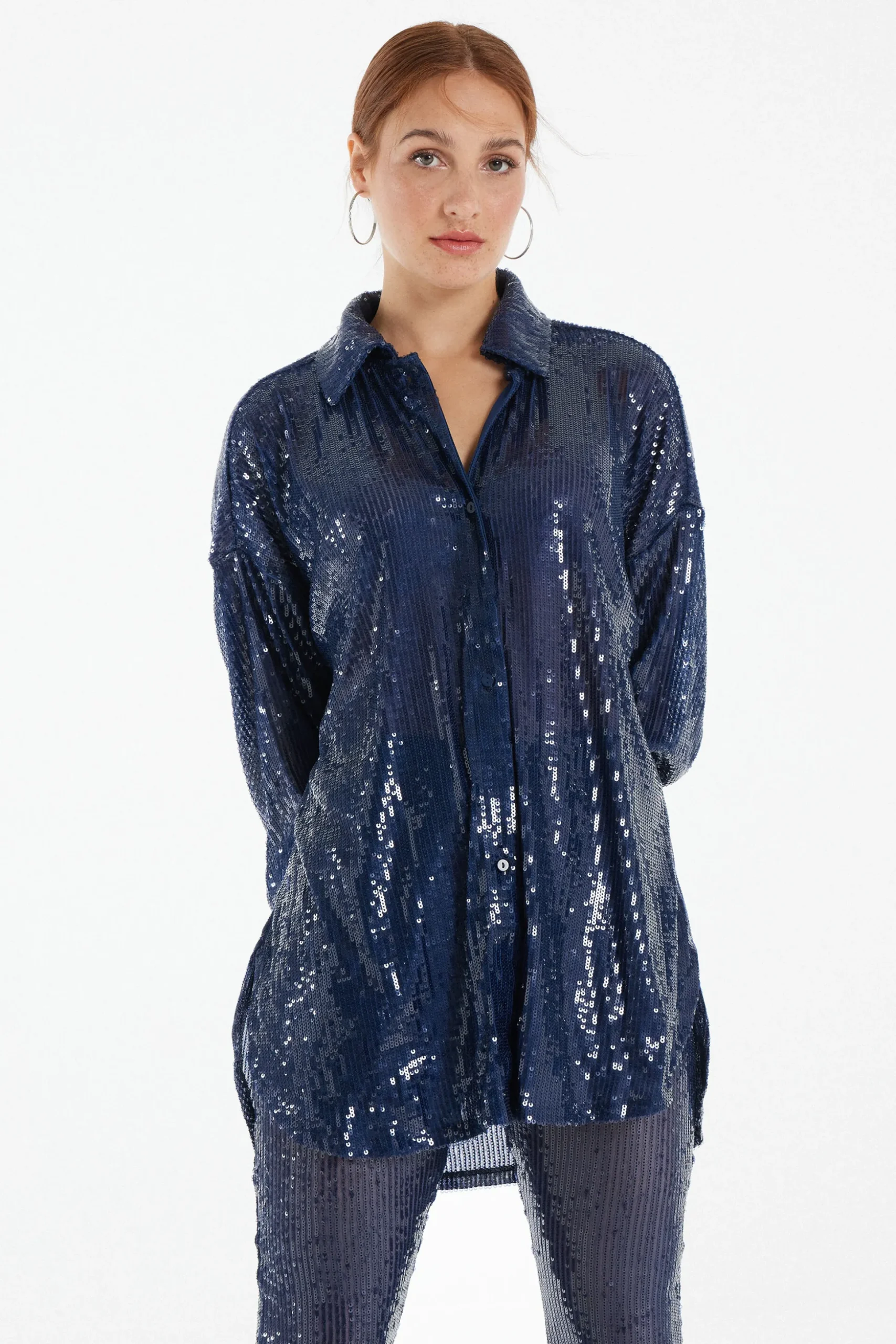 Long-Sleeved Sequined Shirt - Long-Sleeved Tops - Women | Tezenis