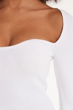 Long-Sleeved Sweetheart-Neckline Ribbed Top - Long-Sleeved Tops - Women | Tezenis