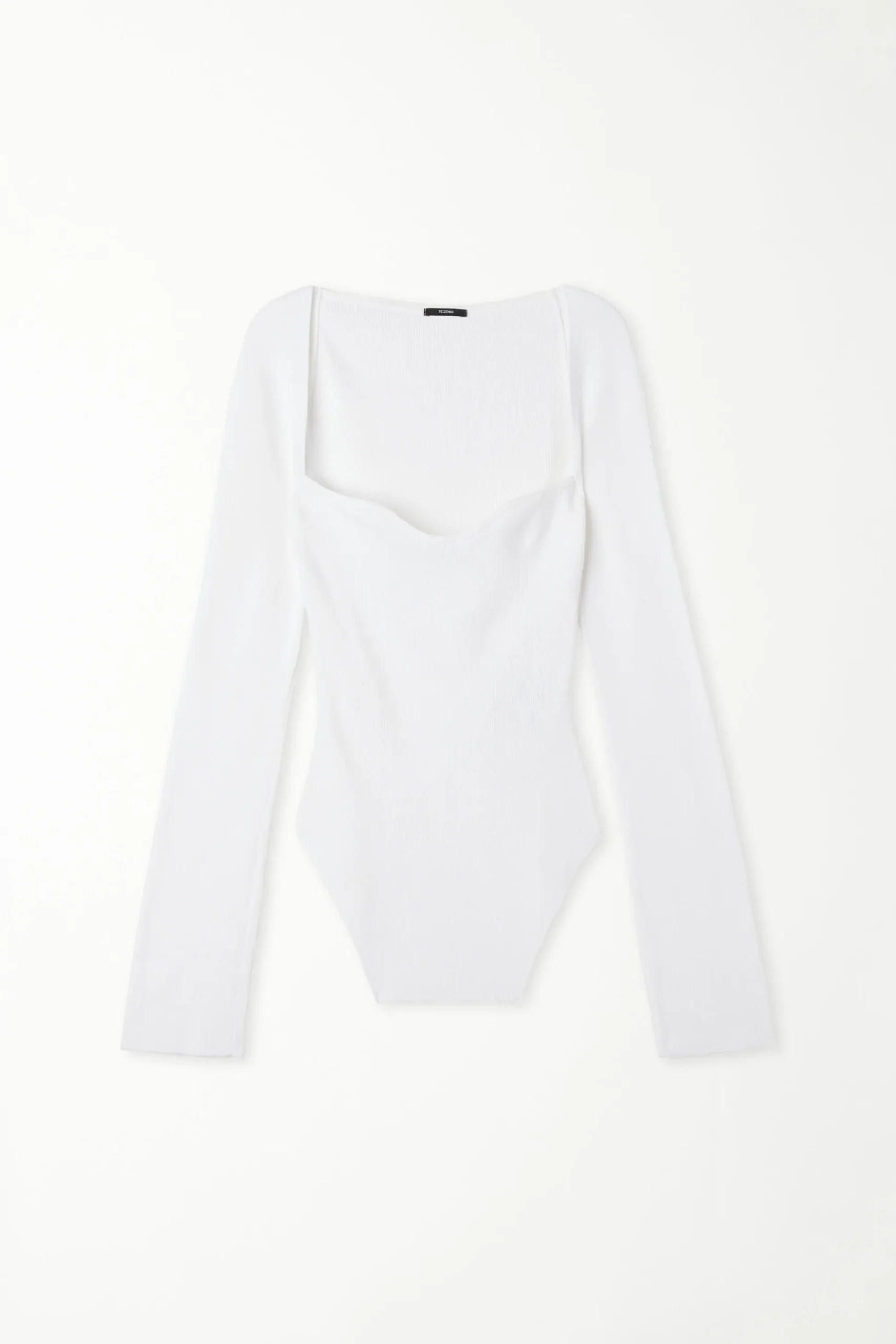 Long-Sleeved Sweetheart-Neckline Ribbed Top - Long-Sleeved Tops - Women | Tezenis