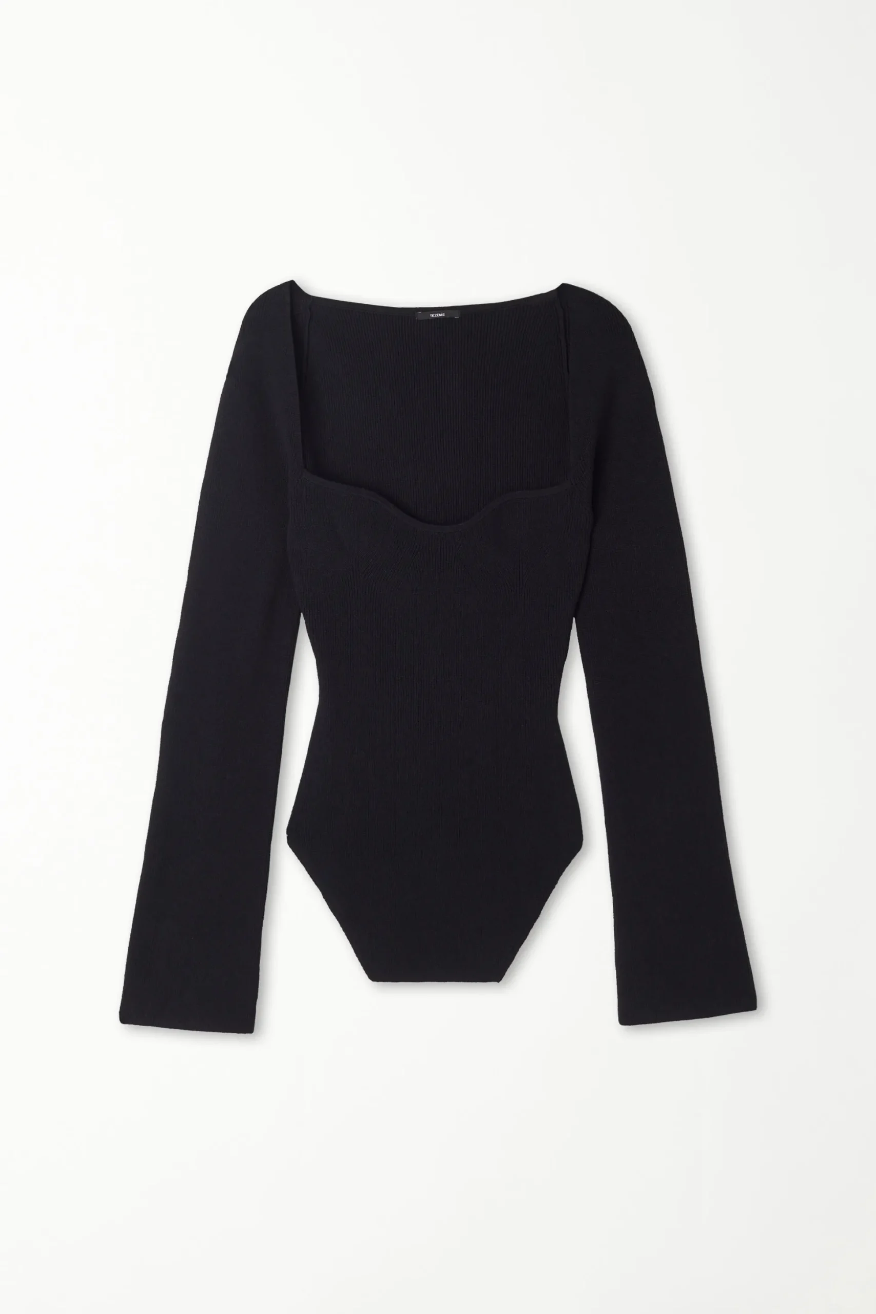 Long-Sleeved Sweetheart-Neckline Ribbed Top - Long-Sleeved Tops - Women | Tezenis