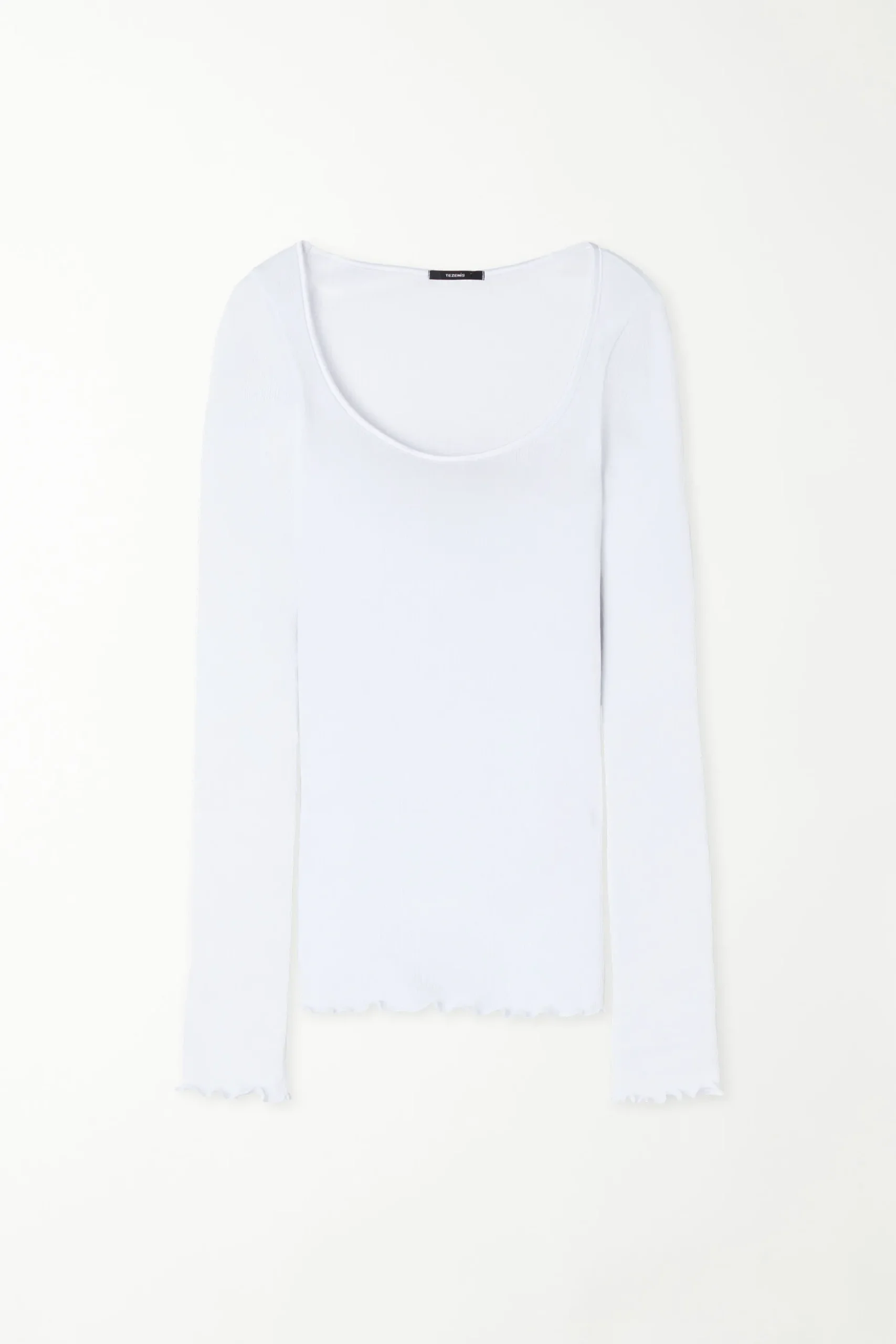 Long-Sleeved Top In 100% Ribbed Cotton And Satin - Long-Sleeved Tops - Women | Tezenis