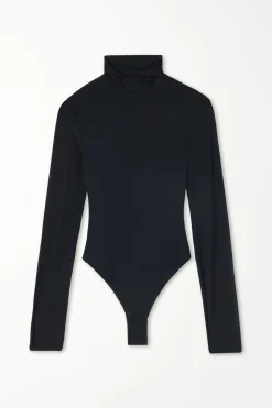 Long-Sleeved Turtleneck Microfiber Bodysuit - Bodysuits - Women | Tezenis