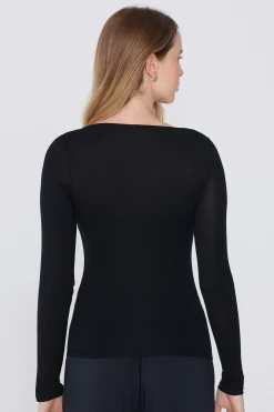Long-Sleeved Viscose Boat-Neck Top - Long-Sleeved Tops - Women | Tezenis