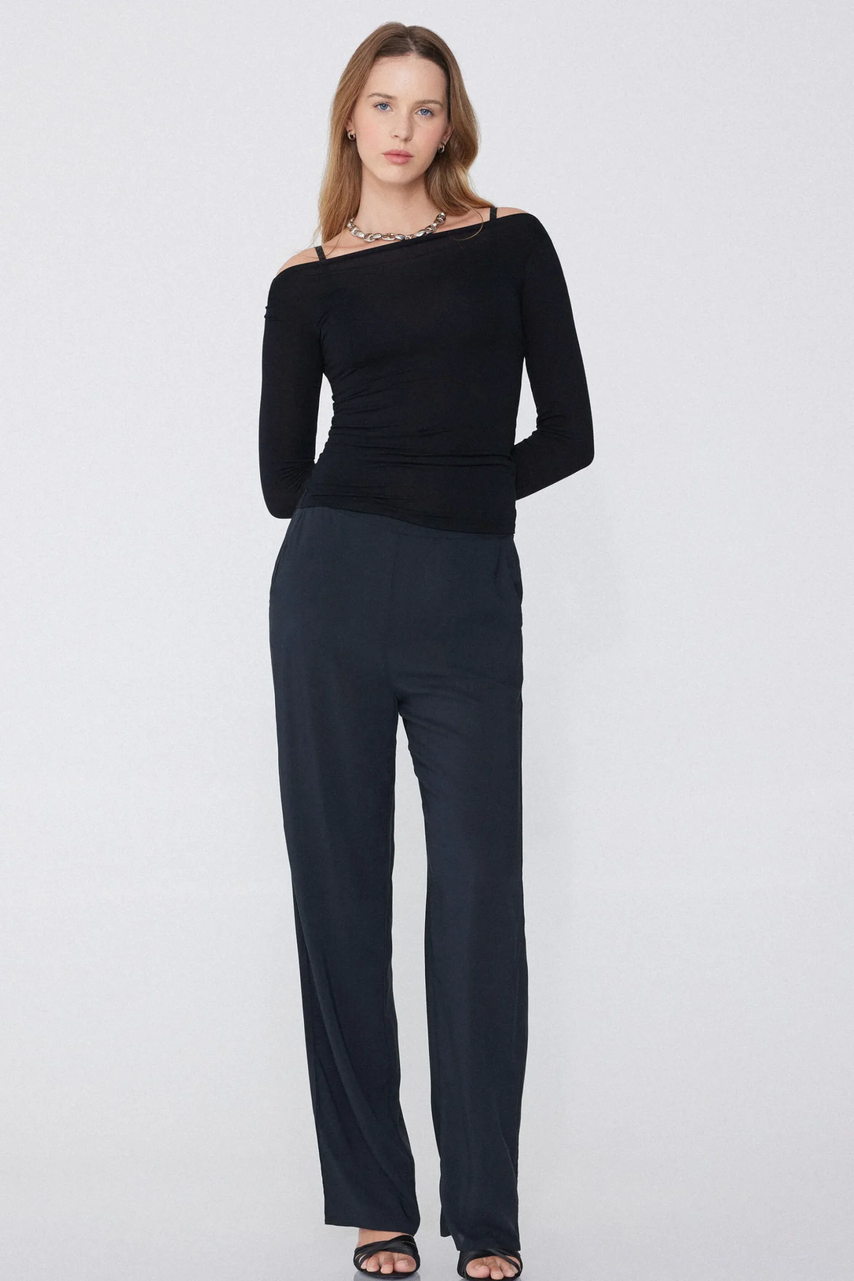 Long-Sleeved Viscose Boat-Neck Top - Long-Sleeved Tops - Women | Tezenis