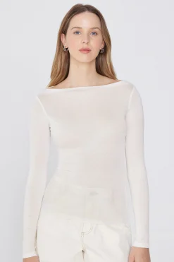 Long-Sleeved Viscose Boat-Neck Top - Long-Sleeved Tops - Women | Tezenis