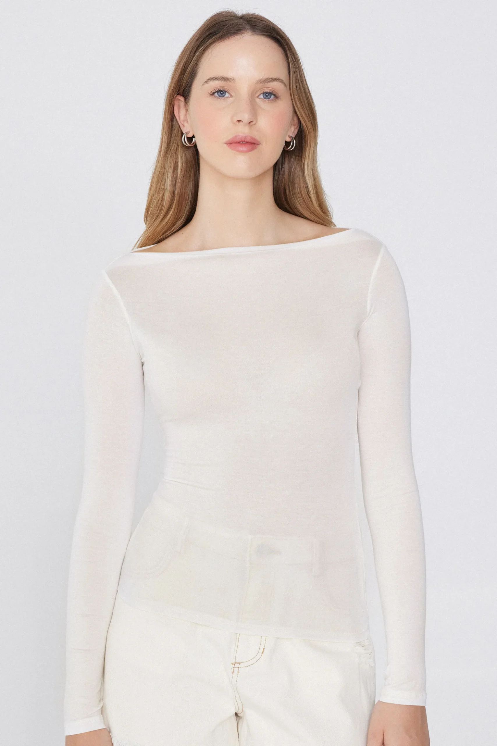 Long-Sleeved Viscose Boat-Neck Top - Long-Sleeved Tops - Women | Tezenis