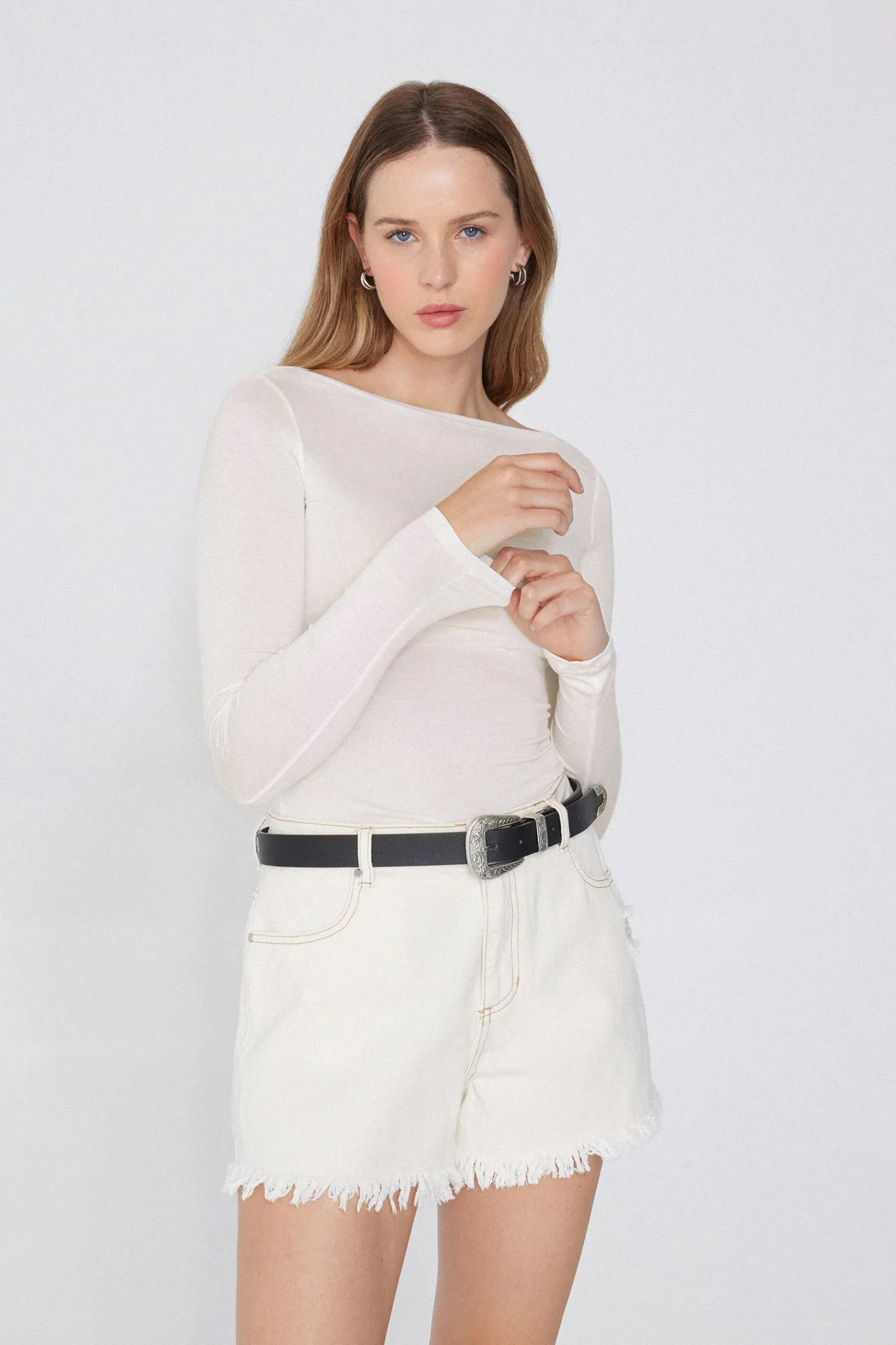 Long-Sleeved Viscose Boat-Neck Top - Long-Sleeved Tops - Women | Tezenis