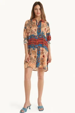Long-Sleeved Viscose Fabric Shirt Dress - Dresses And Jumpsuits - Women | Tezenis
