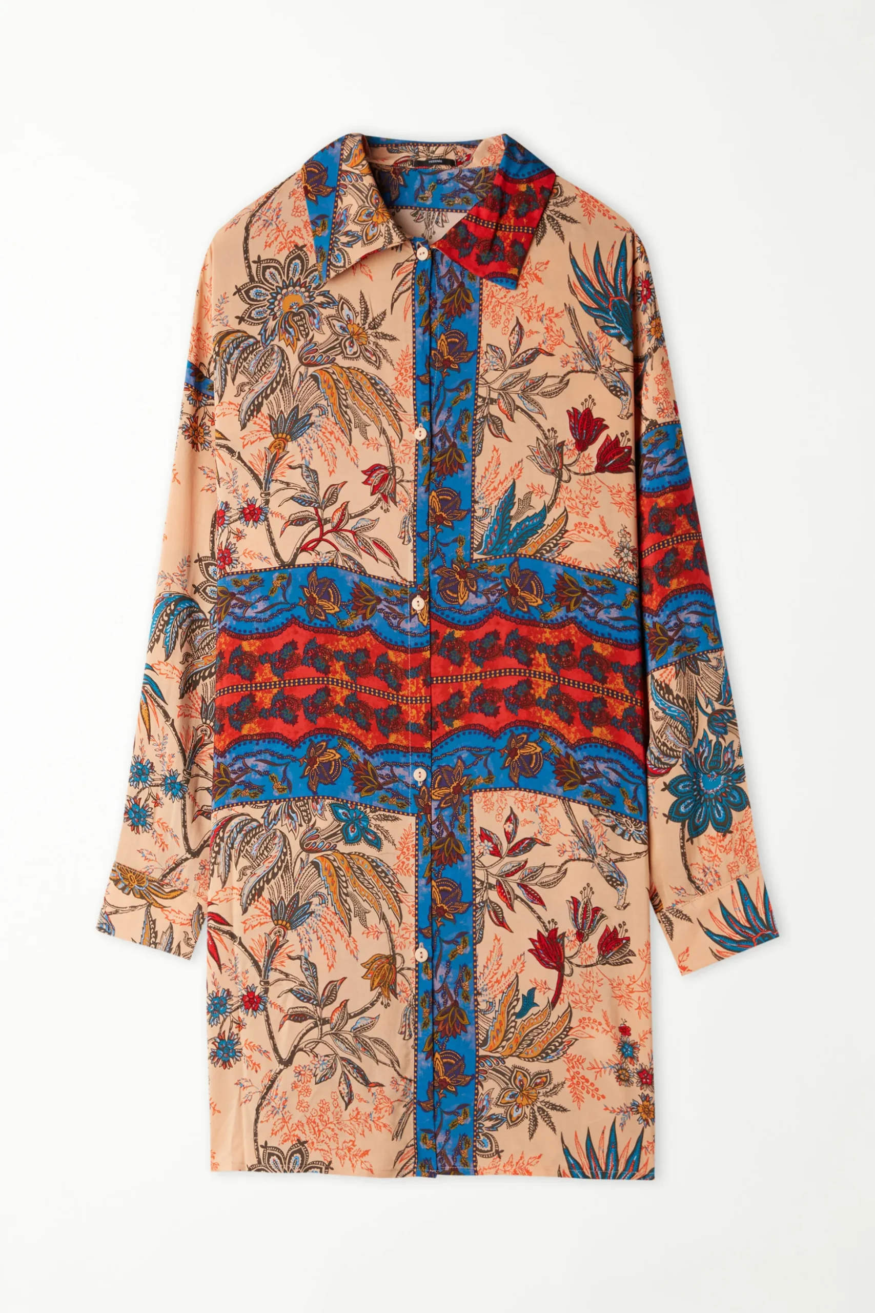 Long-Sleeved Viscose Fabric Shirt Dress - Dresses And Jumpsuits - Women | Tezenis