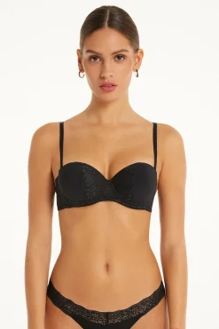 Madrid Ultra Padded Microfiber And Recycled Lace Bandeau Bra - Strapless And Bandeau - Women | Tezenis