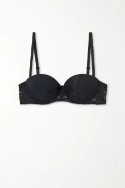 Madrid Ultra Padded Microfiber And Recycled Lace Bandeau Bra - Strapless And Bandeau - Women | Tezenis