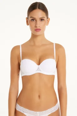 Madrid Ultra Padded Microfiber And Recycled Lace Bandeau Bra - Strapless And Bandeau - Women | Tezenis