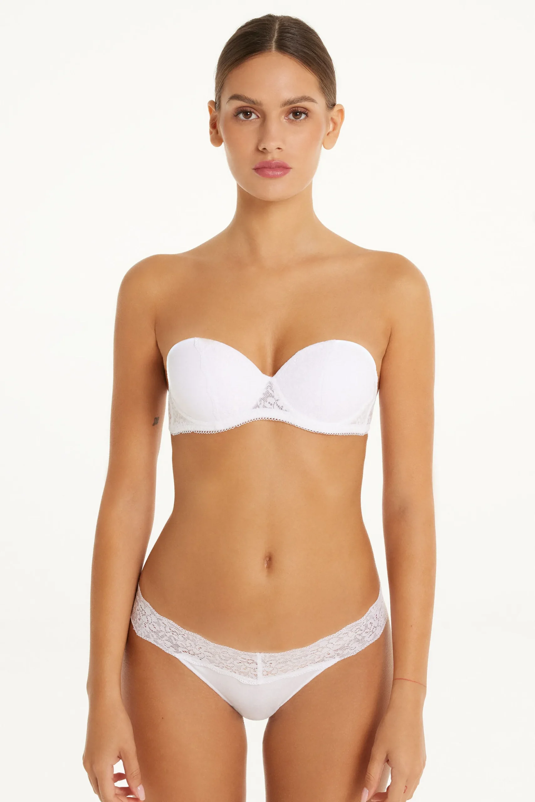 Madrid Ultra Padded Microfiber And Recycled Lace Bandeau Bra - Strapless And Bandeau - Women | Tezenis