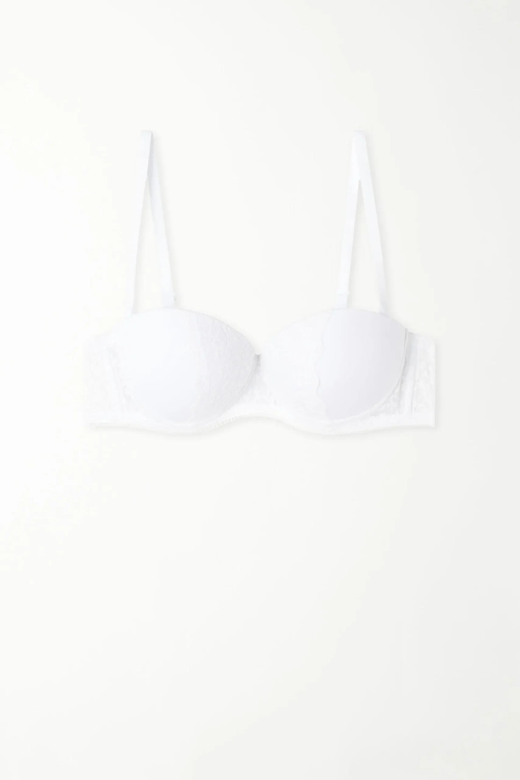 Madrid Ultra Padded Microfiber And Recycled Lace Bandeau Bra - Strapless And Bandeau - Women | Tezenis
