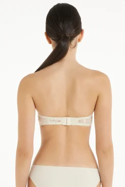 Madrid Ultra Padded Microfiber And Recycled Lace Bandeau Bra - Strapless And Bandeau - Women | Tezenis