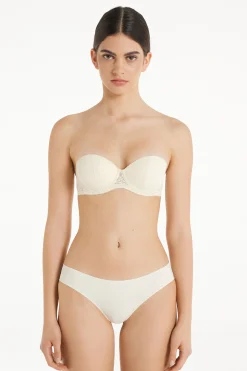 Madrid Ultra Padded Microfiber And Recycled Lace Bandeau Bra - Strapless And Bandeau - Women | Tezenis