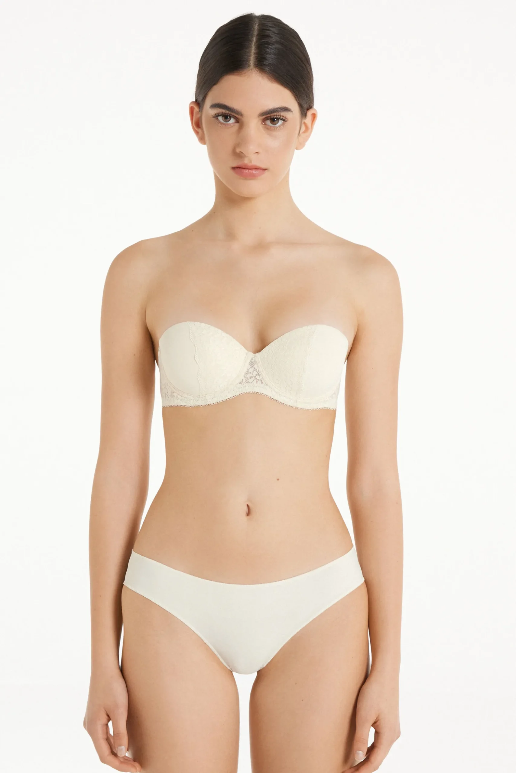 Madrid Ultra Padded Microfiber And Recycled Lace Bandeau Bra - Strapless And Bandeau - Women | Tezenis