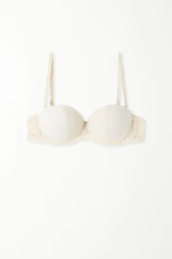 Madrid Ultra Padded Microfiber And Recycled Lace Bandeau Bra - Strapless And Bandeau - Women | Tezenis