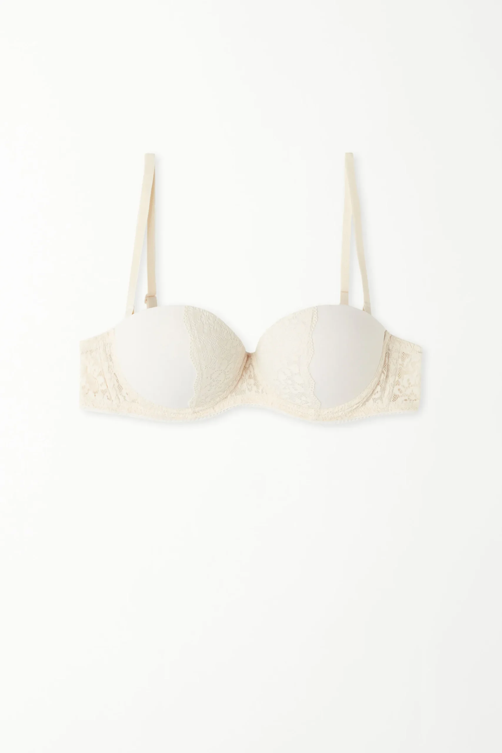 Madrid Ultra Padded Microfiber And Recycled Lace Bandeau Bra - Strapless And Bandeau - Women | Tezenis