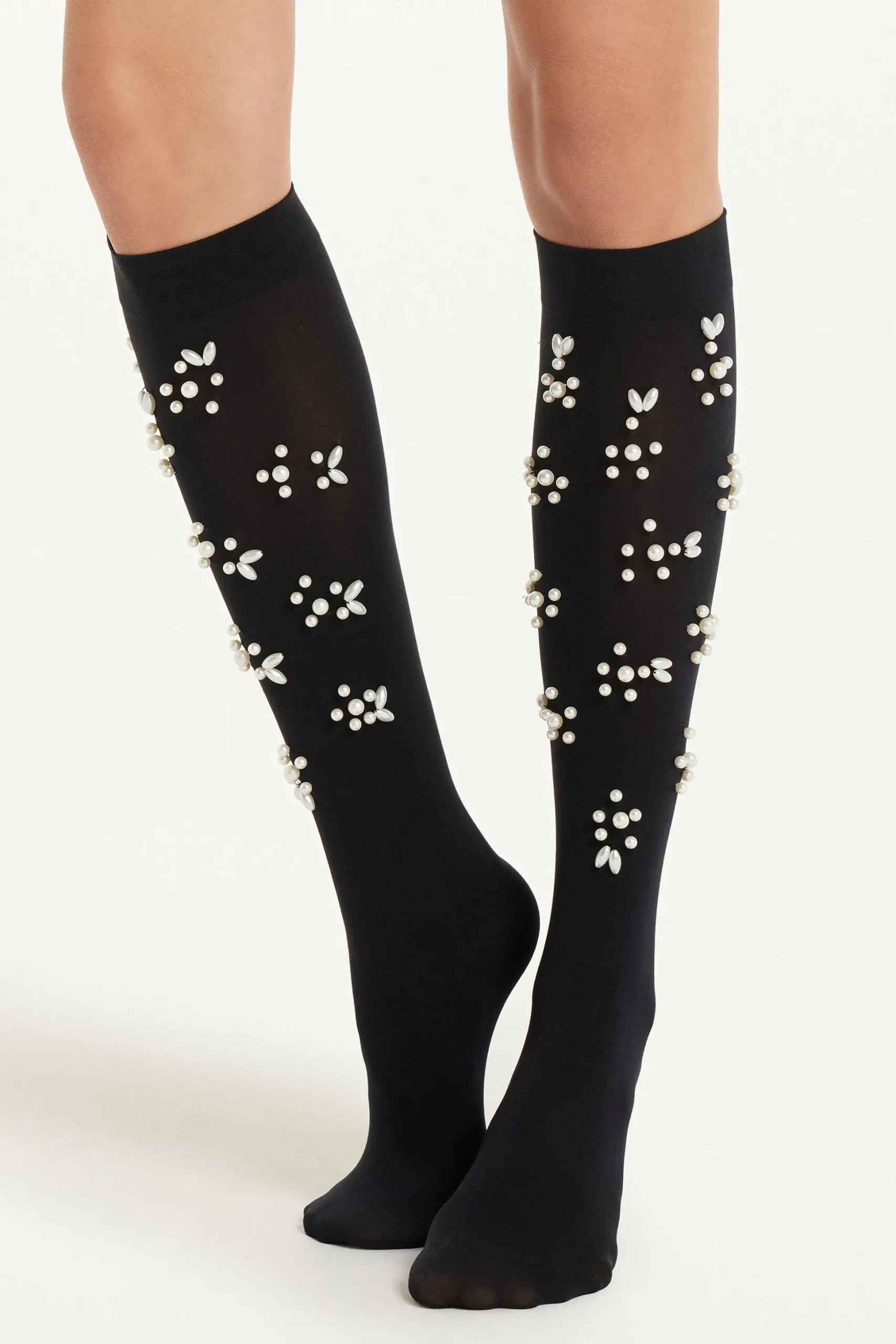 Microfiber Stockings With Pearl Appliqués - Socks - Women | Tezenis