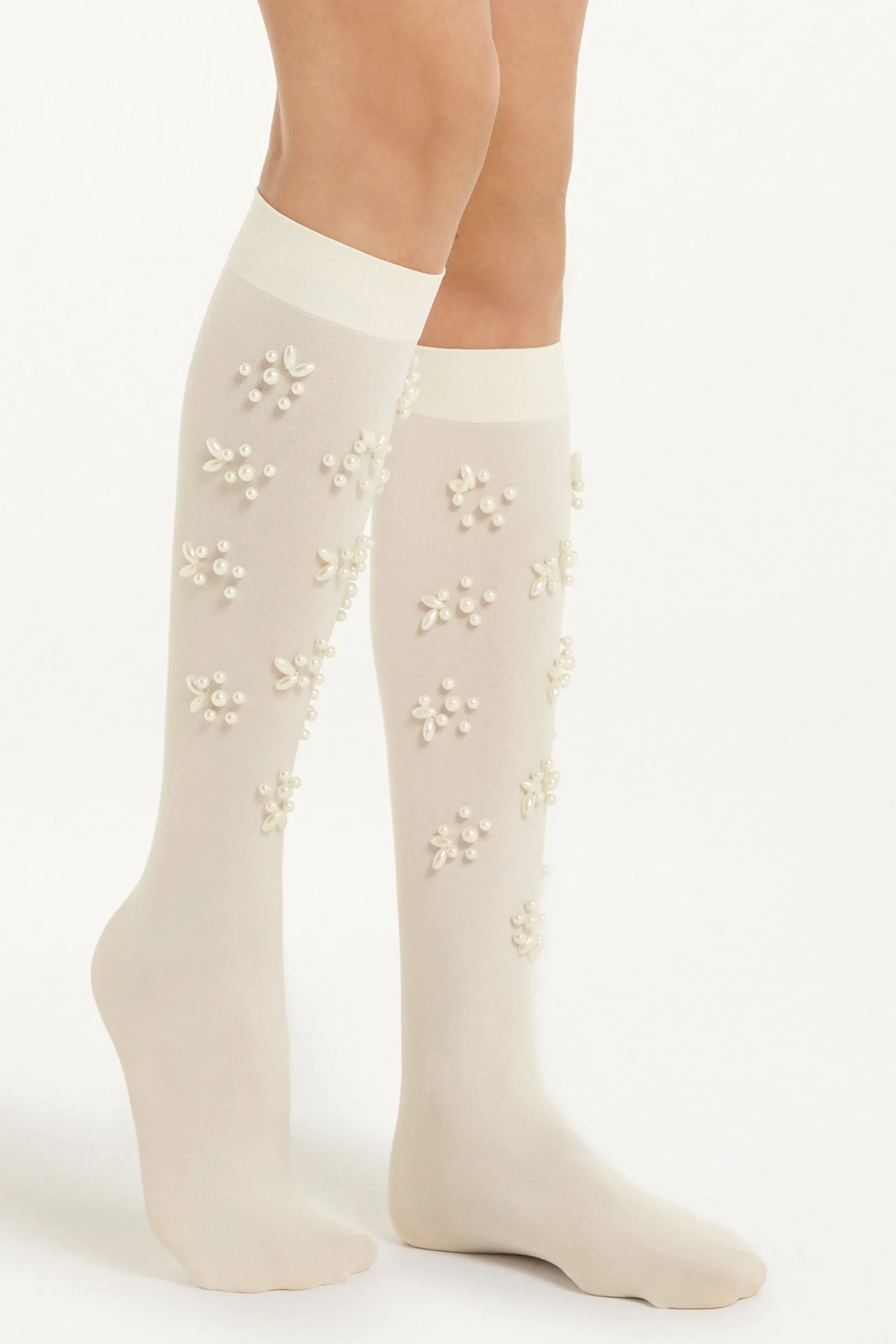 Microfiber Stockings With Pearl Appliqués - Socks - Women | Tezenis