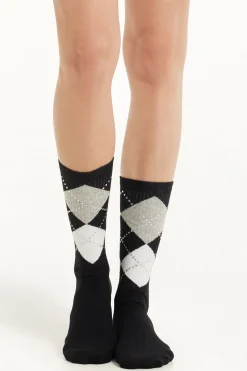 Mid-Calf Cotton Socks With Appliqués - Socks - Women | Tezenis