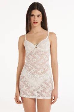 Milk Roses Lace Chemise With Balconette Cups - Slips - Women | Tezenis
