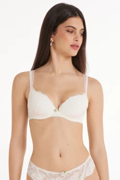 Milk Roses Lace Wien Lightly Padded Balconette Bra - Push-up - Women | Tezenis