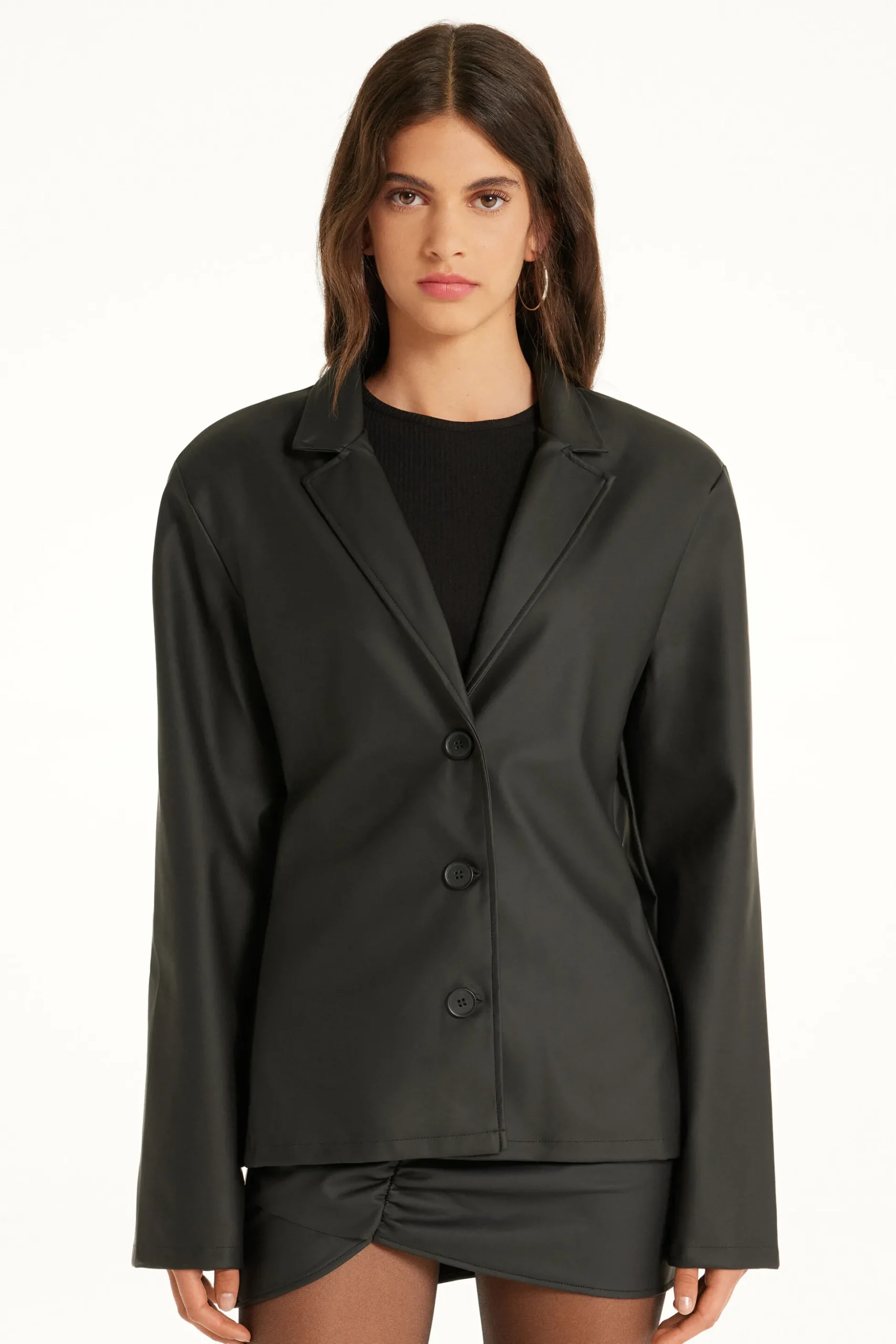 Opaque Coated-Effect Blazer Jacket - Jackets And Blazers - Women | Tezenis