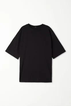 Oversized Crew-Neck Cotton T-Shirt - Short-Sleeved Tops - Women | Tezenis