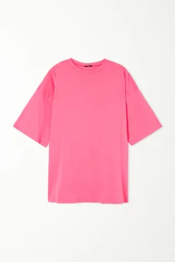 Oversized Crew-Neck Cotton T-Shirt - Short-Sleeved Tops - Women | Tezenis