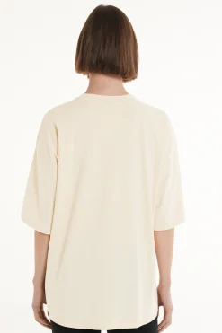 Oversized Crew-Neck Cotton T-Shirt - Short-Sleeved Tops - Women | Tezenis
