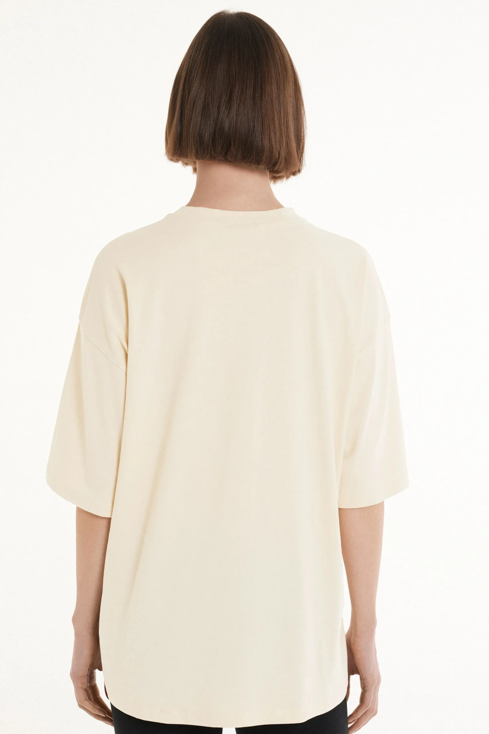 Oversized Crew-Neck Cotton T-Shirt - Short-Sleeved Tops - Women | Tezenis