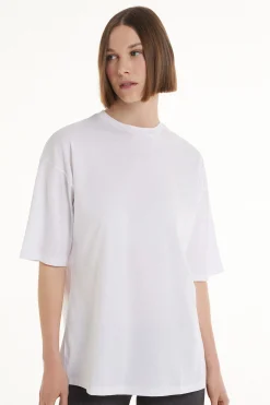 Oversized Crew-Neck Cotton T-Shirt - Short-Sleeved Tops - Women | Tezenis