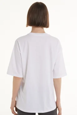 Oversized Crew-Neck Cotton T-Shirt - Short-Sleeved Tops - Women | Tezenis