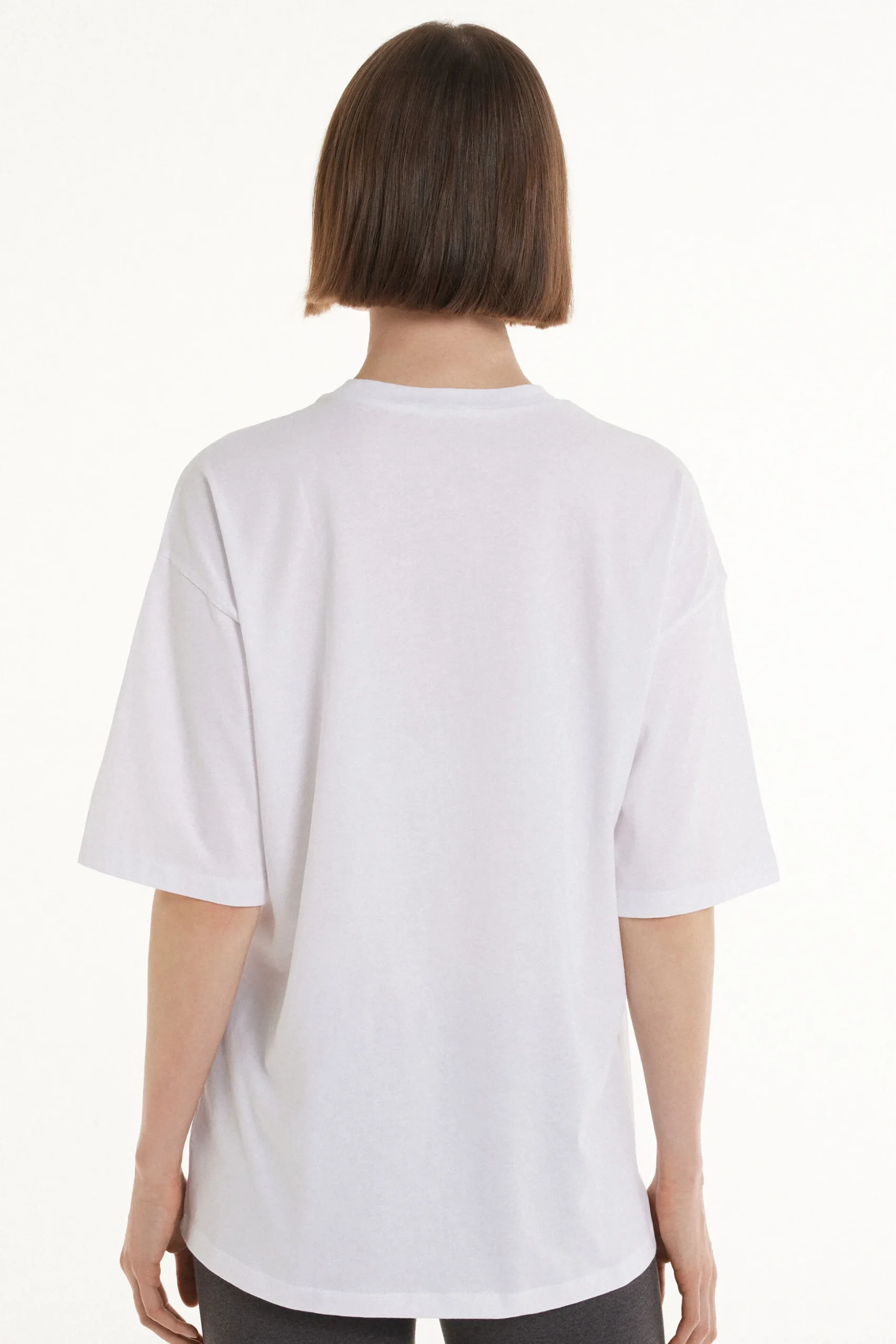 Oversized Crew-Neck Cotton T-Shirt - Short-Sleeved Tops - Women | Tezenis