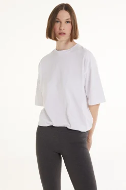 Oversized Crew-Neck Cotton T-Shirt - Short-Sleeved Tops - Women | Tezenis