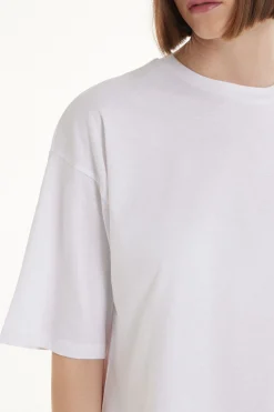 Oversized Crew-Neck Cotton T-Shirt - Short-Sleeved Tops - Women | Tezenis