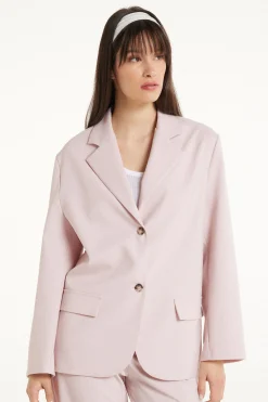 Oversized Long-Sleeved Canvas Blazer - Jackets And Blazers - Women | Tezenis
