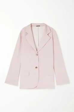 Oversized Long-Sleeved Canvas Blazer - Jackets And Blazers - Women | Tezenis