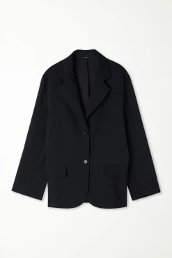 Oversized Long-Sleeved Canvas Blazer - Jackets And Blazers - Women | Tezenis