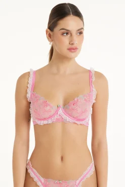 Paris Pink Candy Lace Balconette Bra - Balconette - Women | Tezenis