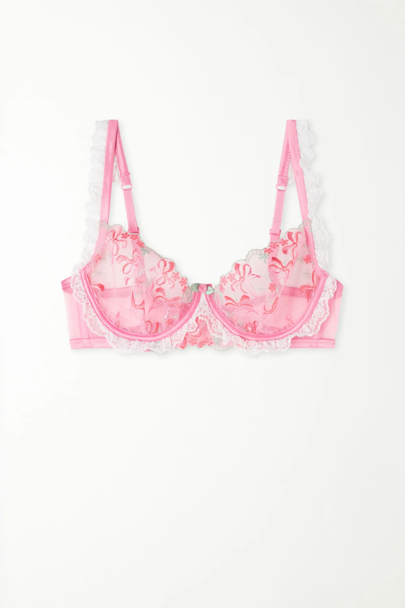 Paris Pink Candy Lace Balconette Bra - Balconette - Women | Tezenis