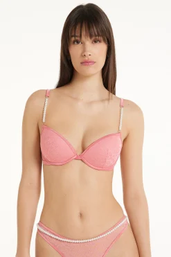 Pearl Pink Lace Moscow Push-up Bra - Push-up - Women | Tezenis