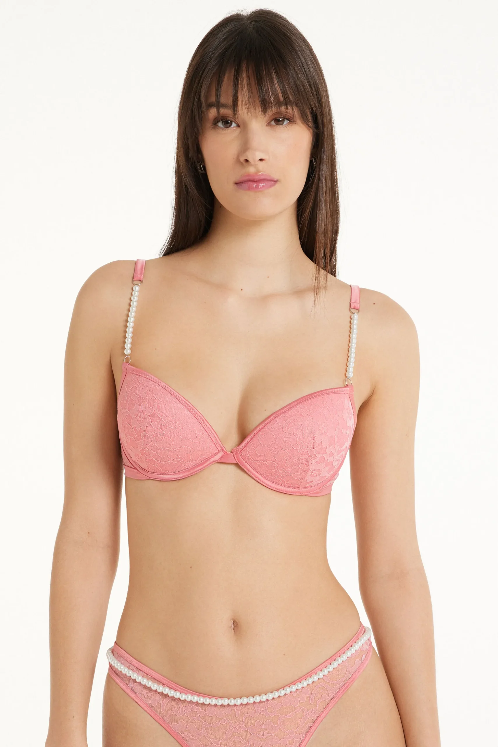 Pearl Pink Lace Moscow Push-up Bra - Push-up - Women | Tezenis