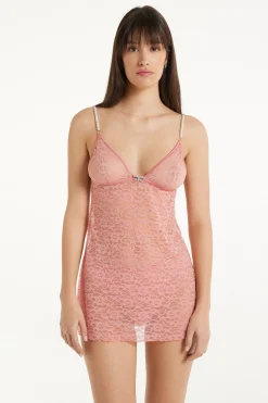 Pearl Pink Lace Triangle Chemise - Slips - Women | Tezenis