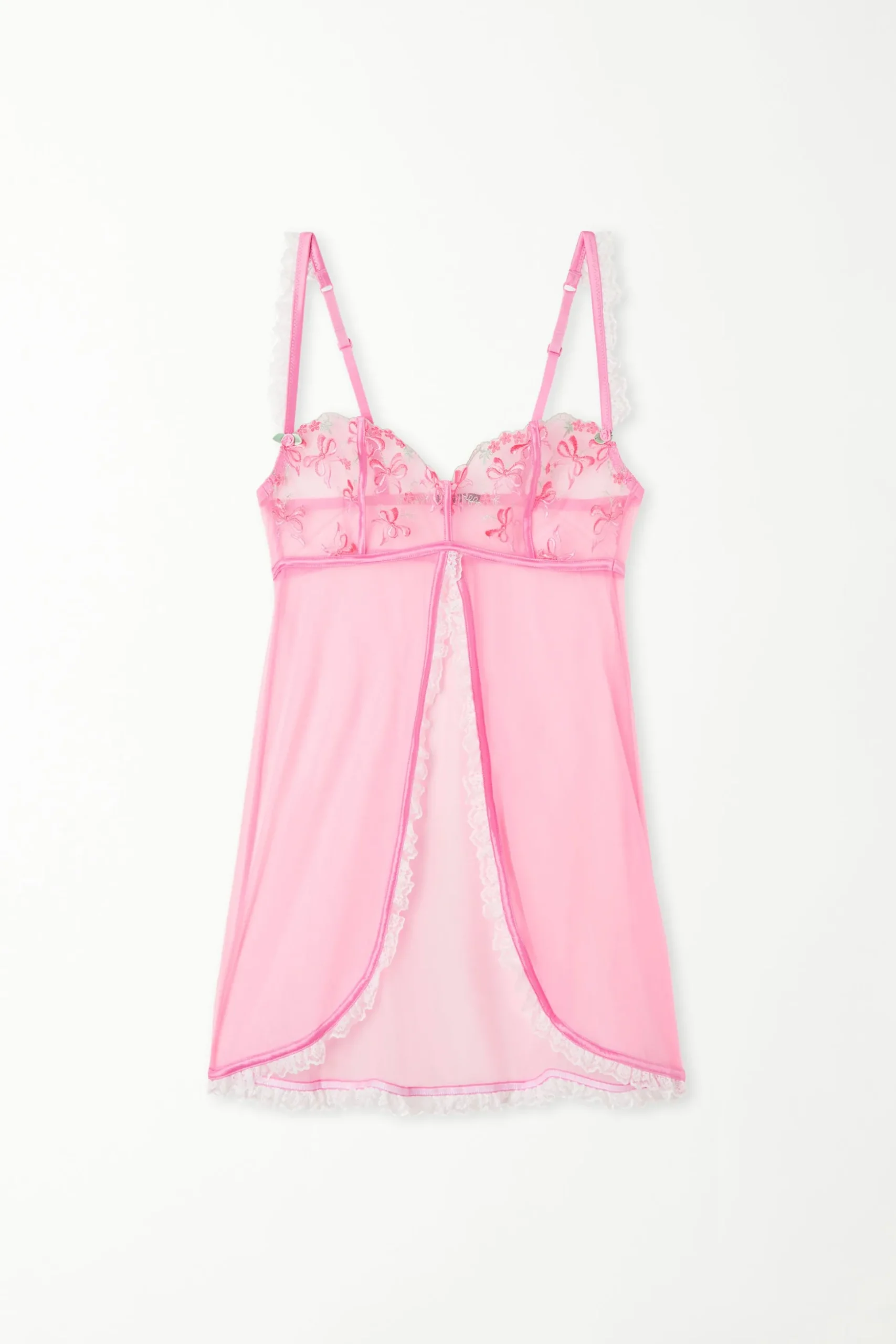 Pink Candy Lace Thin Shoulder Strap Babydoll - Slips - Women | Tezenis