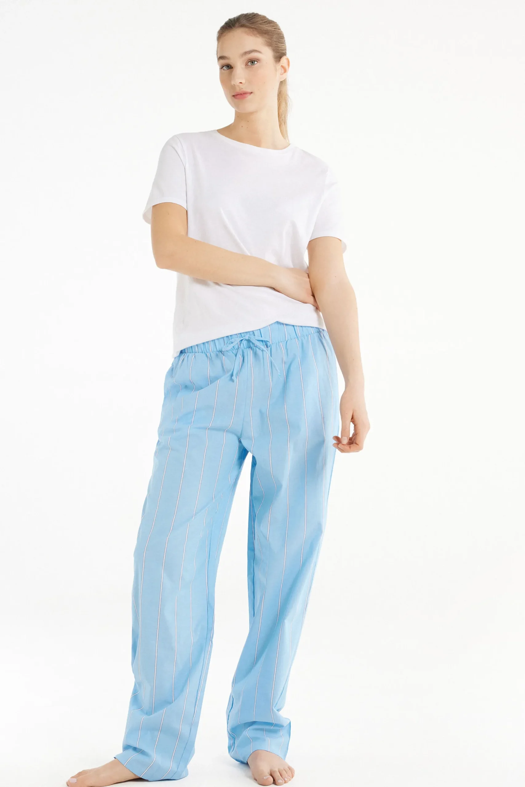 Printed Cotton Canvas Pants - Pajama Sets - Women | Tezenis
